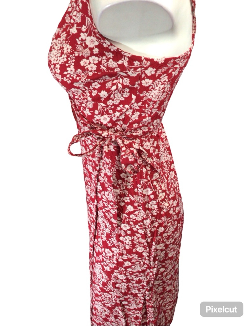 Hollister Red Floral Spaghetti-Strap Maxi Dress with Side Slit - Picture 4 of 6